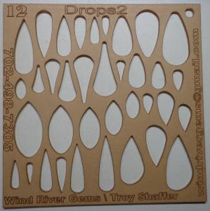 WRG- Cabochon Template - Number 12 - Drops 2 Clear Acrylic Designer Shapes