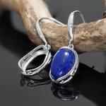 Silver Earring Blanks – 10×14 mm Cabochon Base | Rhodium Plated