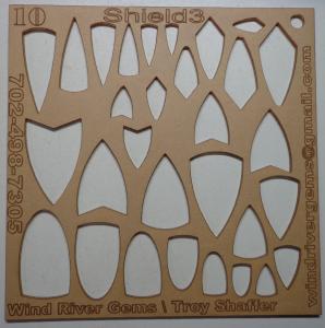 WRG- Cabochon Template - Number 10 - Shield 3 Clear Acrylic Designer Shapes