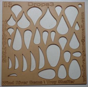 WRG- Cabochon Template - Number 13 - Drops 3 Clear Acrylic Designer Shapes