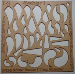 WRG- Cabochon Template - Number 14 - Saber 1 Clear Acrylic Designer Shapes