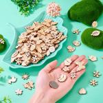 Elecrelive 300pcs Assorted Unfinished Wooden Cutouts Flower Leaf Butterfly Sm...