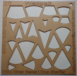WRG- Cabochon Template - Number 17 - Wedge 3 Clear Acrylic Designer Shapes