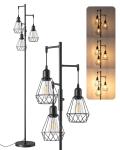 EDISHINE 70IN Corner Floor Lamp w/ Diamond Cage,Industrial Style,3Bulbs Included