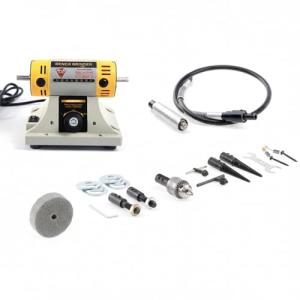 Jewelry Gem Polishing Grinding Machine Bench Lathe Rock Saw Lapidary Polisher Buffer 110V Mini Table Saw DIY Jewelry Grinder Equipment Tool 0-10000r/min with Flexible Shaft