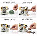 Jewelry Gem Polishing Grinding Machine Bench Lathe Rock Saw Lapidary Polisher Buffer 110V Mini Table Saw DIY Jewelry Grinder Equipment Tool 0-10000r/min with Flexible Shaft