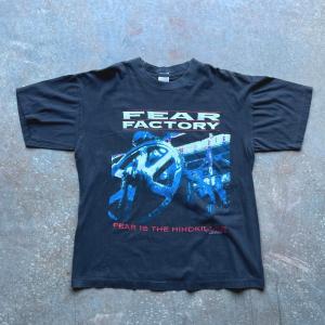 VTG 90s Fear Factory Suffer T Shirt XL Black Diamond Star Metal Band Concert Tee