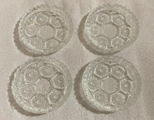 Set of 4 Italian Crystal Diamond Cut Coasters Ashtrays Clear Vintage