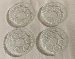 Set of 4 Italian Crystal Diamond Cut Coasters Ashtrays Clear Vintage