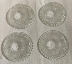 Set of 4 Italian Crystal Diamond Cut Coasters Ashtrays Clear Vintage