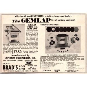 Brad's Rock Shop The Gemlap Line of Lapidary Equipment Detroit MI 1968 Ad SAH8-4