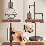 EDISHINE Industrial Dimmable Floor Lamp, Diamond Cage, Rattan, for Living Room