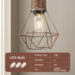 EDISHINE Industrial Dimmable Floor Lamp, Diamond Cage, Rattan, for Living Room