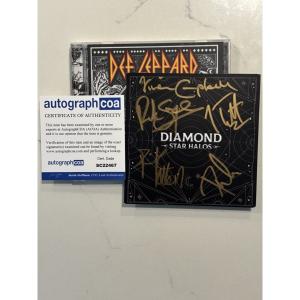 DEF LEPPARD COA SIGNED DIAMOND STAR HALOS CD W/ AUTOGRAPHED SIGNED INSERT ACOA 5