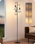 EDISHINE 70IN Corner Floor Lamp w/ Diamond Cage,Industrial Style,3Bulbs Included