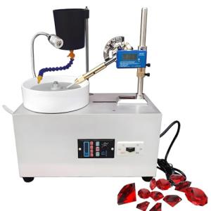 Upgraded Gemstone Grinding Machine, 180W Electric Flat Grinder Lapidary Polisher with Digital Angle Display & LED Light &Pump, Water Cooling for Faceting Crystal Diamond, Angle Height Adjustable