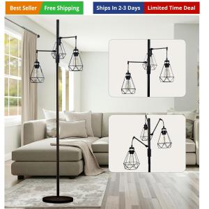 69'' Dimmable Farmhouse with 3X9W Edison Bulbs, Industrial Vintage Tree Desig...
