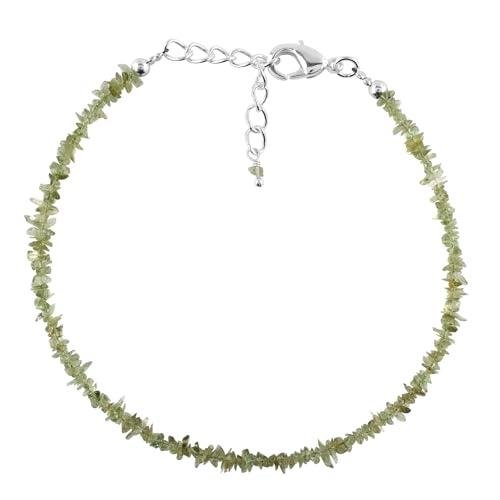 Raw Moldavite Bracelet with Rhodium Plated Chain