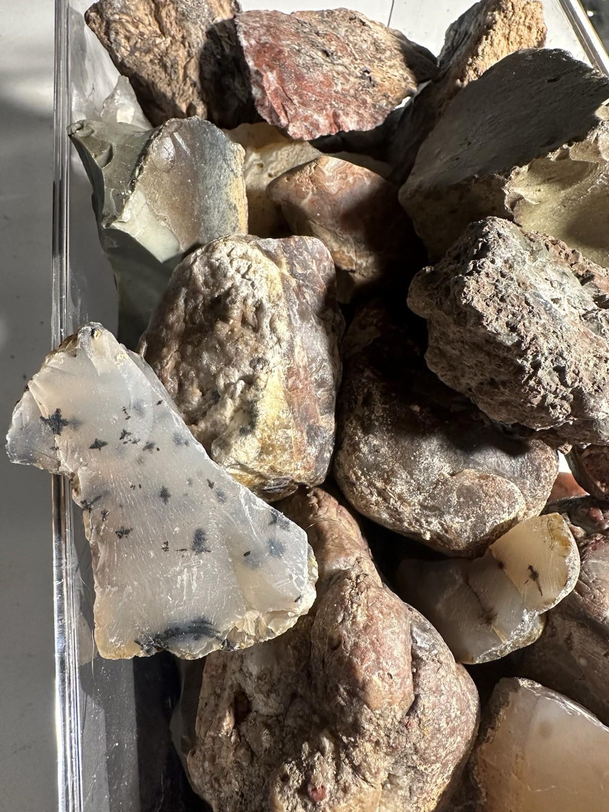 Large Lapidary Rough Gemstone Box Lot #7 9lbs 3.3 OZ