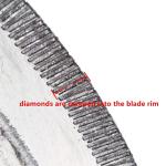 10" Lapidary Saw Diamond Blade 16mm Arbor Hole Thin Notched Rim for Cutting Rock