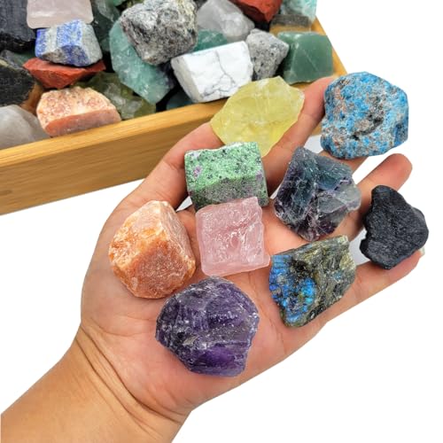 80+ Pcs Natural Rocks for Tumbling, 24+ Kinds Gemstone Rough Stones