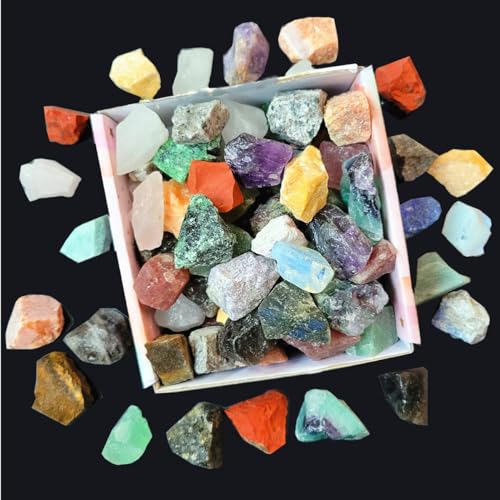 80+ Pcs Natural Rocks for Tumbling, 24+ Kinds Gemstone Rough Stones