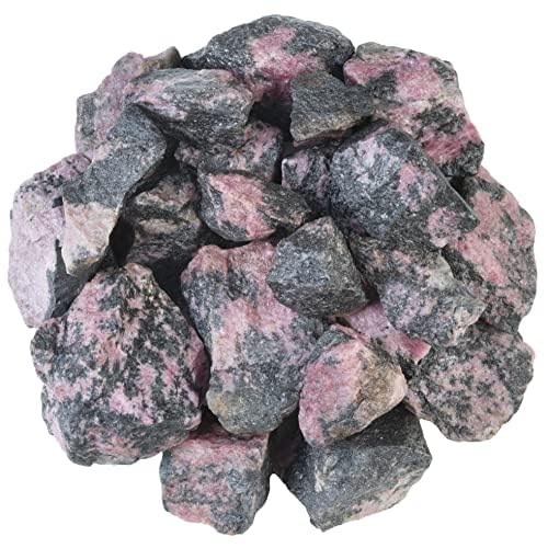 ZAICUS Rhodonite Raw Gemstones, Rough Stones Bulk, Tumbling Bulk, Jewelry Making, Polishing, Cabbing, Lapidary, Fountain Rocks, Decoration, Wire Wrapping, Gem Mining, Reiki Healing 1 lb