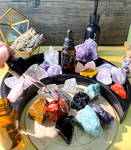 DUQGUHO 1 Lbs Crystals Raw Natural Rough Stones Natural Bulk 1’’ Color Rocks Gemstone for Lapidary Tumbling Cabbing Fountain Rocks Polishing Reiki Energy Balance Home Decoration 8 Pcs