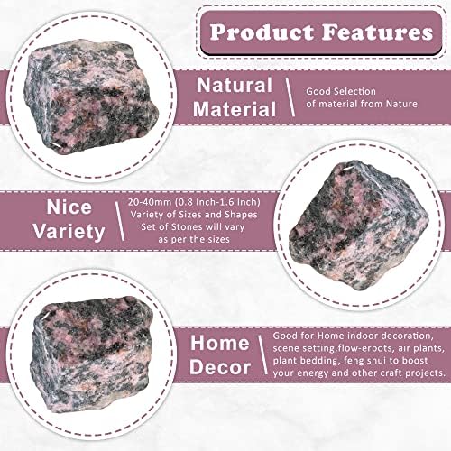 ZAICUS Rhodonite Raw Gemstones, Rough Stones Bulk, Tumbling Bulk, Jewelry Making, Polishing, Cabbing, Lapidary, Fountain Rocks, Decoration, Wire Wrapping, Gem Mining, Reiki Healing 1 lb