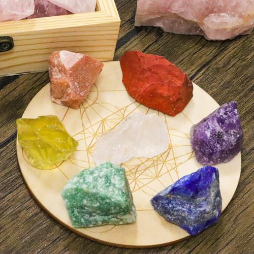 DUQGUHO 1 Lbs Crystals Raw Natural Rough Stones Natural Bulk 1’’ Color Rocks Gemstone for Lapidary Tumbling Cabbing Fountain Rocks Polishing Reiki Energy Balance Home Decoration 8 Pcs