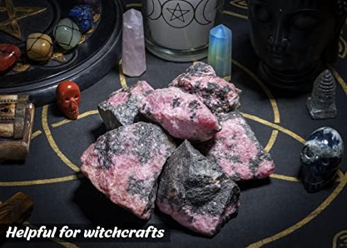 ZAICUS Rhodonite Raw Gemstones, Rough Stones Bulk, Tumbling Bulk, Jewelry Making, Polishing, Cabbing, Lapidary, Fountain Rocks, Decoration, Wire Wrapping, Gem Mining, Reiki Healing 1 lb