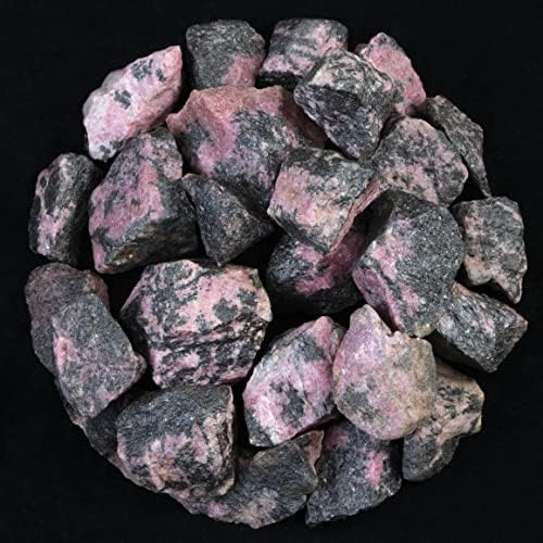 ZAICUS Rhodonite Raw Gemstones, Rough Stones Bulk, Tumbling Bulk, Jewelry Making, Polishing, Cabbing, Lapidary, Fountain Rocks, Decoration, Wire Wrapping, Gem Mining, Reiki Healing 1 lb