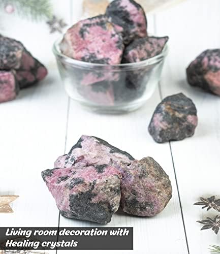 ZAICUS Rhodonite Raw Gemstones, Rough Stones Bulk, Tumbling Bulk, Jewelry Making, Polishing, Cabbing, Lapidary, Fountain Rocks, Decoration, Wire Wrapping, Gem Mining, Reiki Healing 1 lb