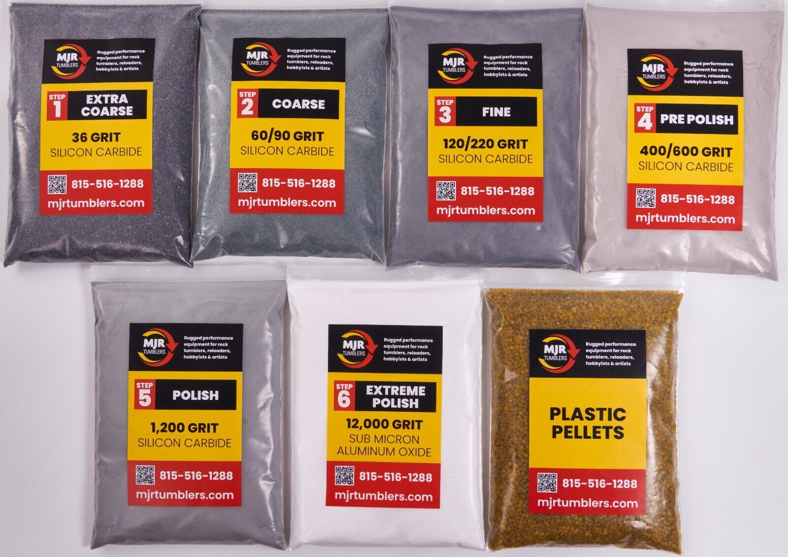 6 Step 15lb Lapidary Rock Tumbler Grit Kit