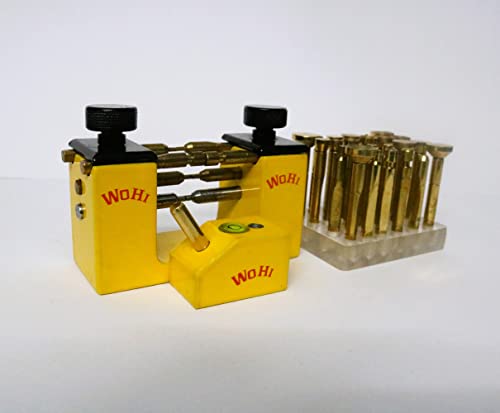 WOHI Combo Offer of 24 Brass DOP STICKS – (2,3,4,5,6,7,8,9,10,11,12,13mm), Jig Transfer, Angle DOP 45/90° used Faceting and Lapidary of Gemstones