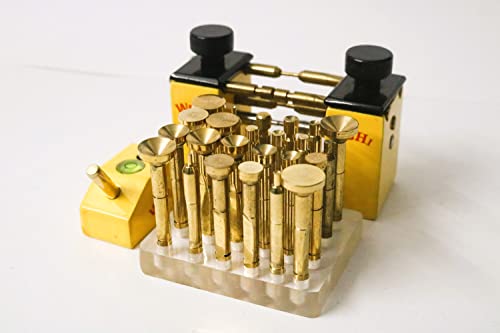 WOHI Combo Offer of 24 Brass DOP STICKS – (2,3,4,5,6,7,8,9,10,11,12,13mm), Jig Transfer, Angle DOP 45/90° used Faceting and Lapidary of Gemstones