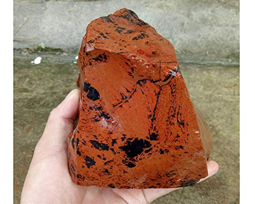 Natural Red Obsidian Crystals Quartz Raw Rough Gemstones for Decor Tumbling Polishing Cutting Cabbing Lapidary Reiki and Crystal Healing 900-1000 Grams 1(One) Piece (Red Black Obsidian 1000g 1 Piece)
