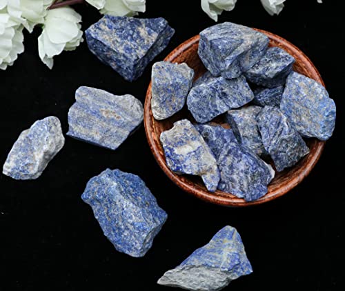 ZAICUS Lapis Lazuli Rough Stones Bulk, Raw Gemstones, Tumbling Bulk, Jewelry Making, Polishing, Cabbing, Lapidary, Fountain Rocks, Decoration, Wire Wrapping, Gem Mining, Reiki Healing 1 lb
