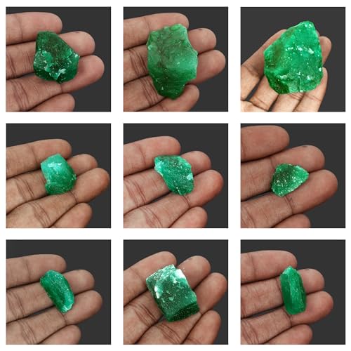 GEMHUB Rare Green Emerald Crystals and Healing Stones 842.50 Ct Natural Raw Lapidary Cabbing Rough Gemstones for Jewelry Making