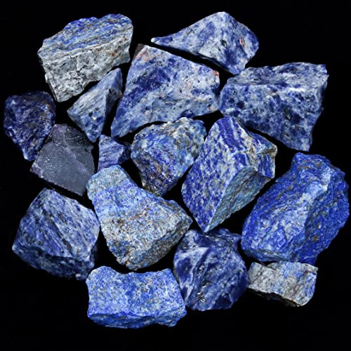 ZAICUS Lapis Lazuli Rough Stones Bulk, Raw Gemstones, Tumbling Bulk, Jewelry Making, Polishing, Cabbing, Lapidary, Fountain Rocks, Decoration, Wire Wrapping, Gem Mining, Reiki Healing 1 lb