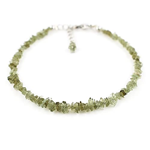 Raw Moldavite Bracelet with Rhodium Plated Chain