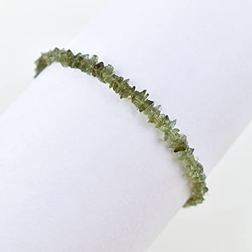 Raw Moldavite Bracelet with Rhodium Plated Chain