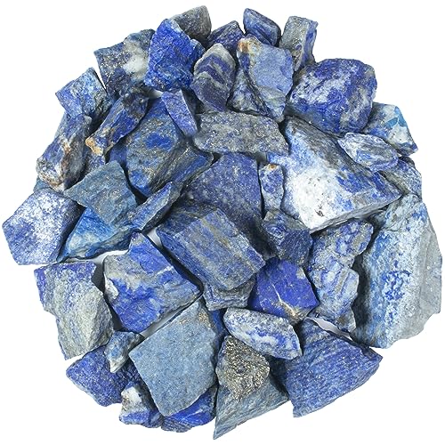 ZAICUS Lapis Lazuli Rough Stones Bulk, Raw Gemstones, Tumbling Bulk, Jewelry Making, Polishing, Cabbing, Lapidary, Fountain Rocks, Decoration, Wire Wrapping, Gem Mining, Reiki Healing 1 lb