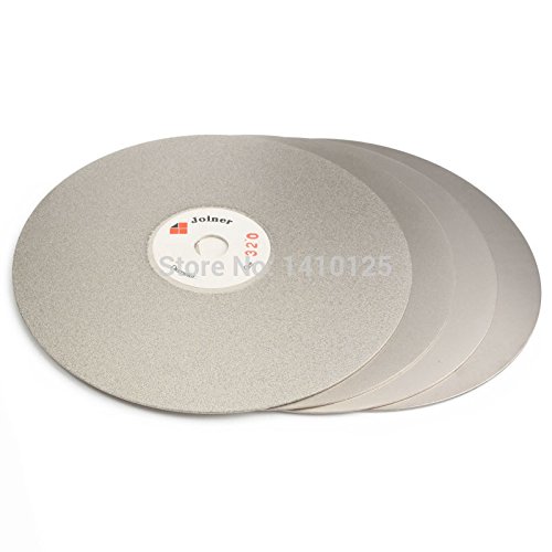 KATSUSO 4Pcs 6" inch Grit 320 600 1200 3000 Diamond Grinding Disc Coated Flat Lap Disk Abrasive Wheel Lapidary Tools Gemstone Jewelry