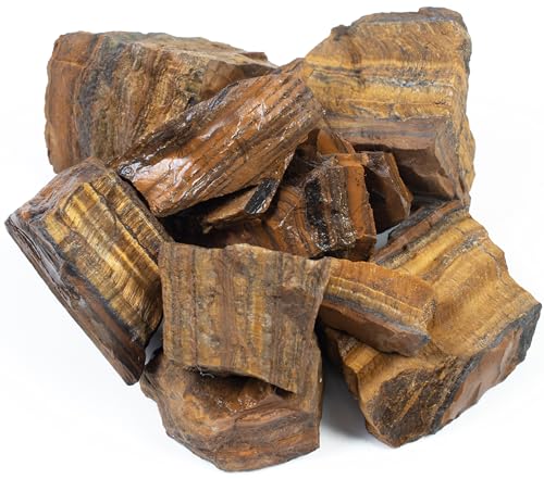 Tiger Eye Rough Stones For Rock Tumbler, Raw Stones for Tumbling, Jewelry Making, Polishing, Cabbing, Lapidary, Fountain Rocks, Decoration, Wire Wrapping, Gem Mining, Reiki Healing 1 lb