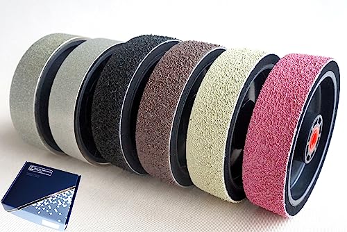 8" Set of 6 pcs Diamond Lapidary Premium REZ Wheels. Soft Grits: 280, 600, 1200, 3000, Hard Grits: 80, 220 for Cabbing Grinding Sanding Polishing Operations. Perfect to Work with Stones, Gemstones.