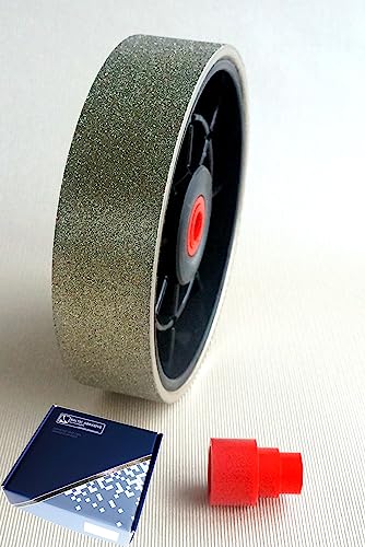8" Grit 80 Electroplated Plastic Body Steel Rim Lapidary Diamond Wheel for Cabbing Grinding Sanding Polishing Operations Plated Hard Flat Wheel for Stones and Glass