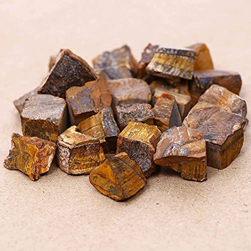 Tiger Eye Rough Stones For Rock Tumbler, Raw Stones for Tumbling, Jewelry Making, Polishing, Cabbing, Lapidary, Fountain Rocks, Decoration, Wire Wrapping, Gem Mining, Reiki Healing 1 lb