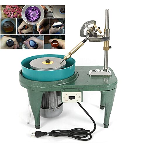RustyVioum Gem Faceting Machine, 2800RPM Rock Polisher Jewel Angle Polisher Gemstone Grinding Jewelry Lapidary Polisher with Manipulator &6 Inch Polishing Disc, Flat Lapidary Machine 110V 180W