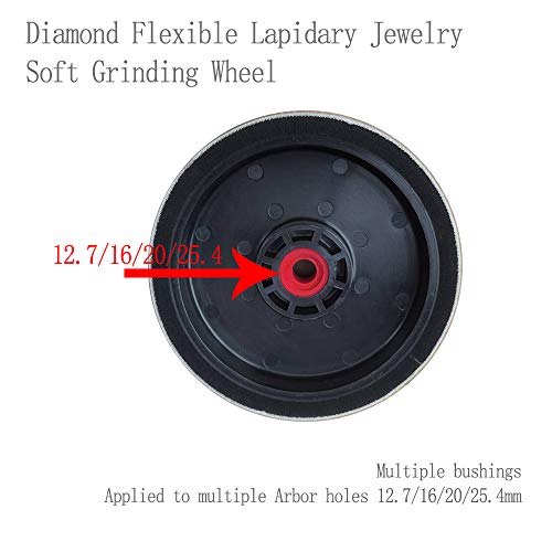 6" Diam x 1.5" Thickness x 1"Arbor Hole Flexible Resin Diamond Lapidary Jewelry Grinding Wheel Multiple sleeves switch 12.7/16/20/25.4mm (Grit 280)